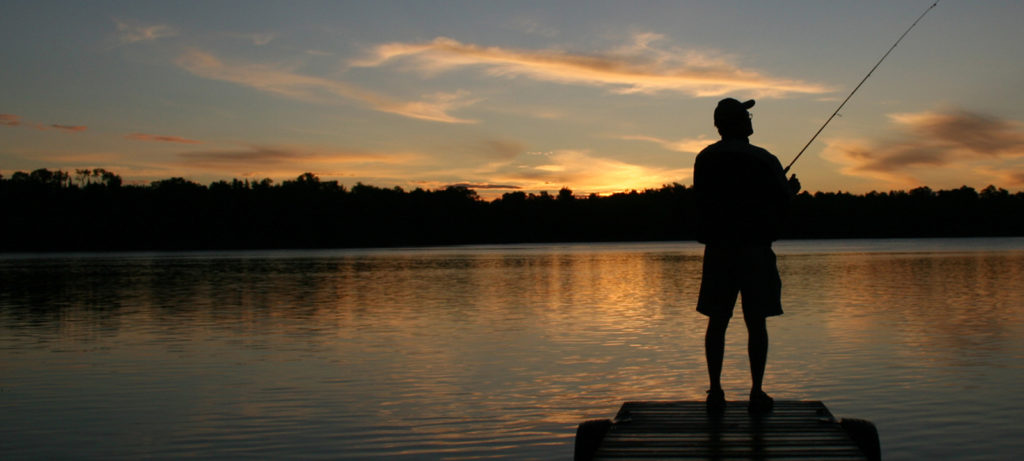 fishing during sunset