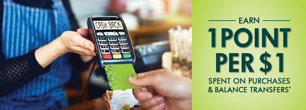 earn 1 point per $1 spent on purchases and balance transfers